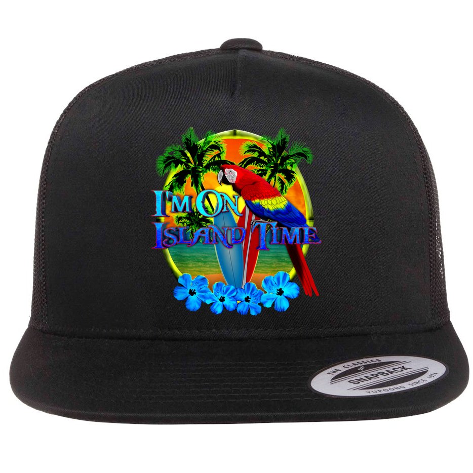 Im On Island Time Tropical Beach Flat Bill Trucker Hat
