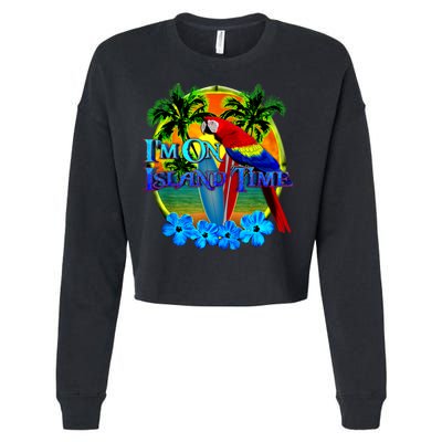 Im On Island Time Tropical Beach Cropped Pullover Crew