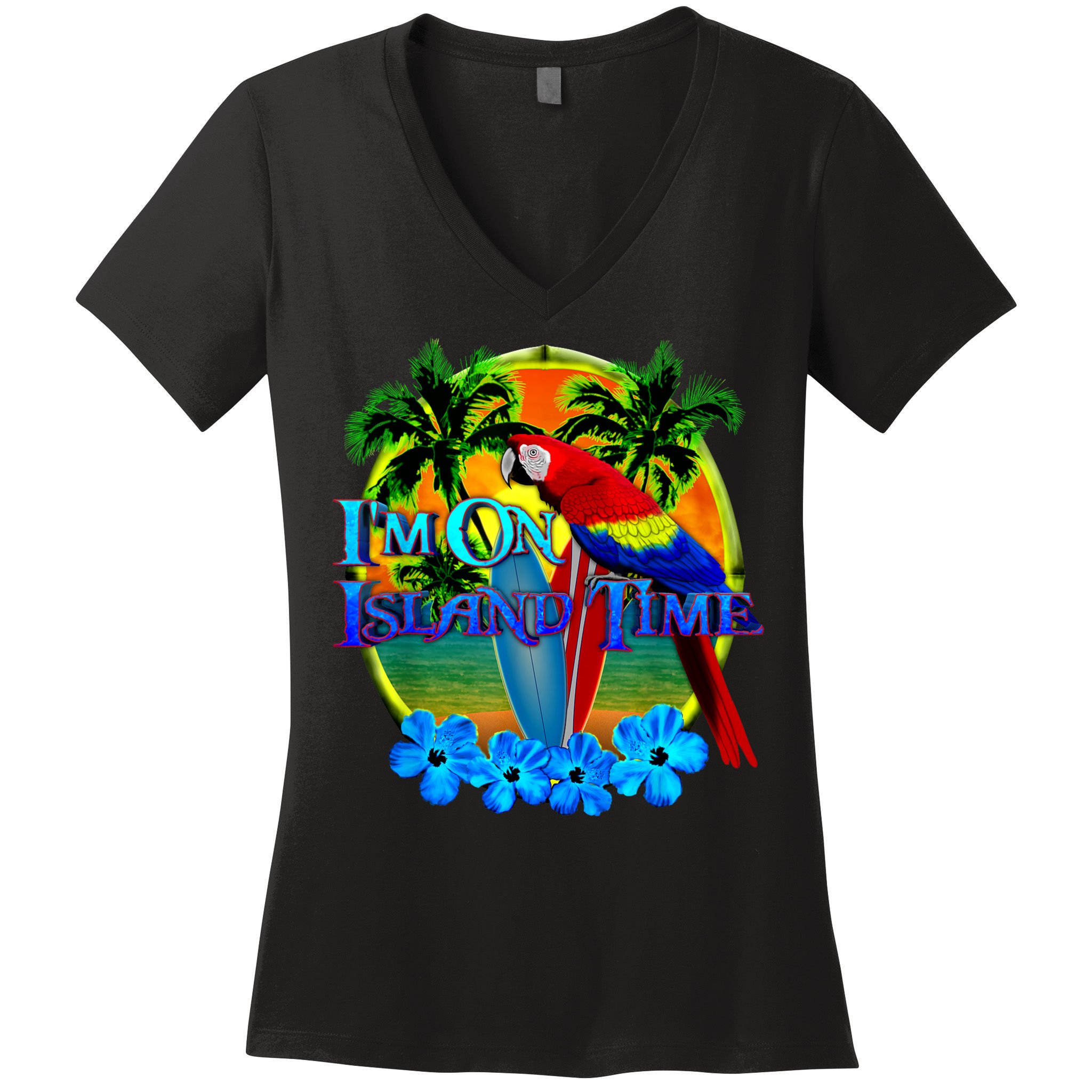 Im On Island Time Tropical Beach Women's V-Neck T-Shirt