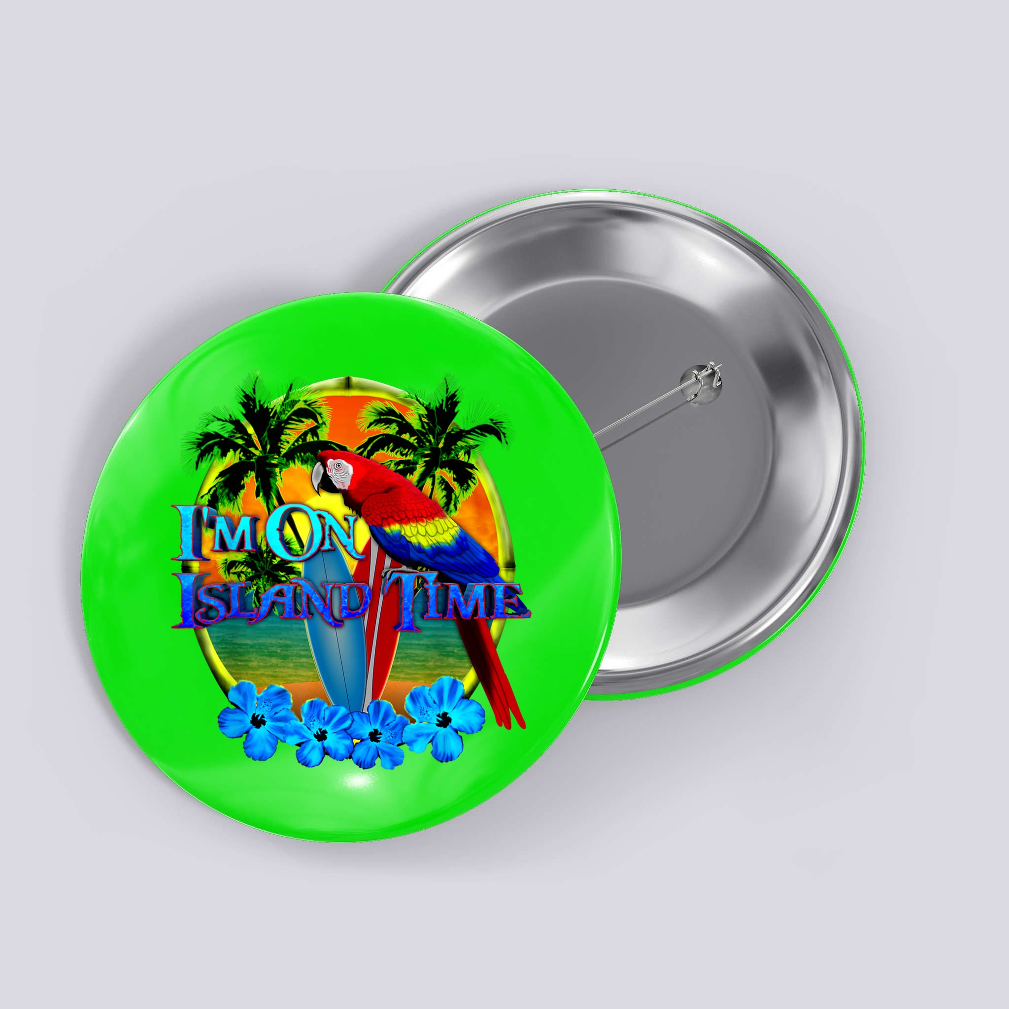 Im On Island Time Tropical Beach Button