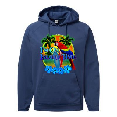 Im On Island Time Tropical Beach Performance Fleece Hoodie