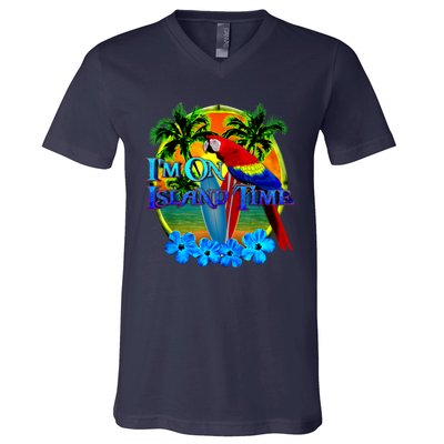 Im On Island Time Tropical Beach V-Neck T-Shirt