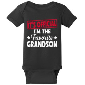 It's O.fficial I'm The Favorite Grandson Funny  Baby Bodysuit