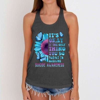 It's Okay If Only Thing You Do Is Breathe Suicide Prevention Women's Knotted Racerback Tank