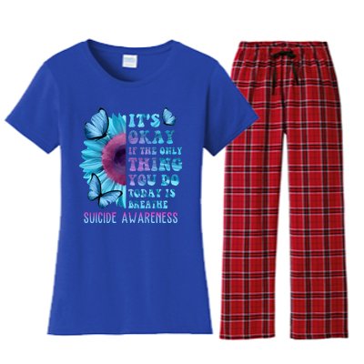 It's Okay If Only Thing You Do Is Breathe Suicide Prevention Women's Flannel Pajama Set