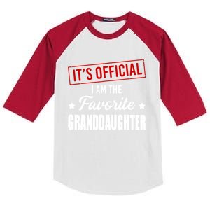 It's Official I Am The Favorite Granddaughter Kids Colorblock Raglan Jersey