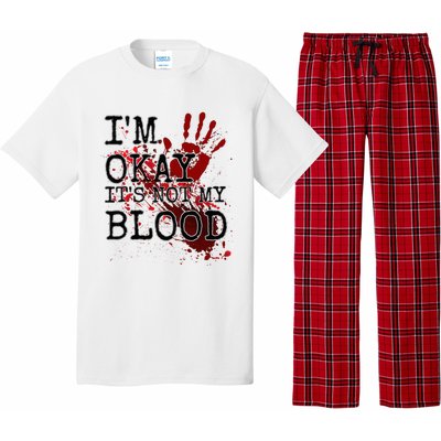 I'm Okay It's Not My Blood Funny Horror Style Halloween Pajama Set