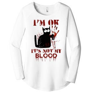 IM Ok ItS Not My Blood Black Cat Knife Women's Perfect Tri Tunic Long Sleeve Shirt