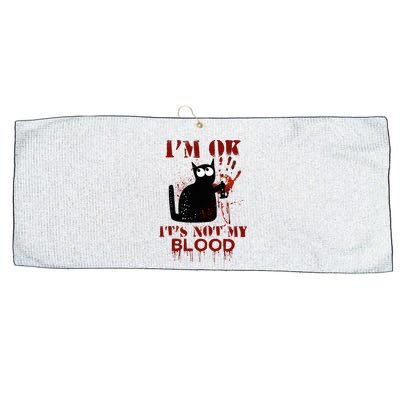 IM Ok ItS Not My Blood Black Cat Knife Large Microfiber Waffle Golf Towel