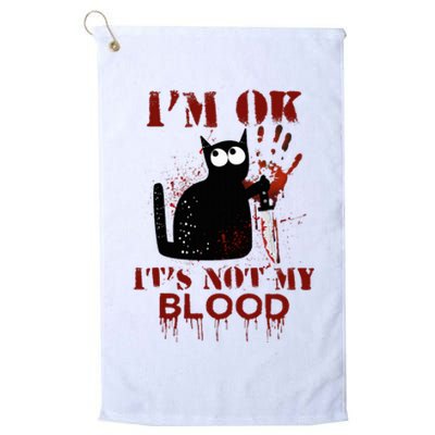 IM Ok ItS Not My Blood Black Cat Knife Platinum Collection Golf Towel