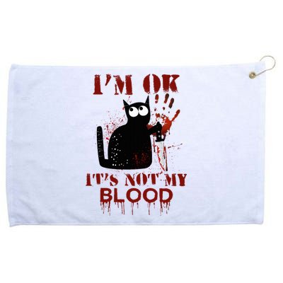 IM Ok ItS Not My Blood Black Cat Knife Grommeted Golf Towel