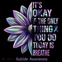 It's Okay If The Only Thing You Do Today Is Breathe Suicide Awareness Stripe Pom Pom Beanie
