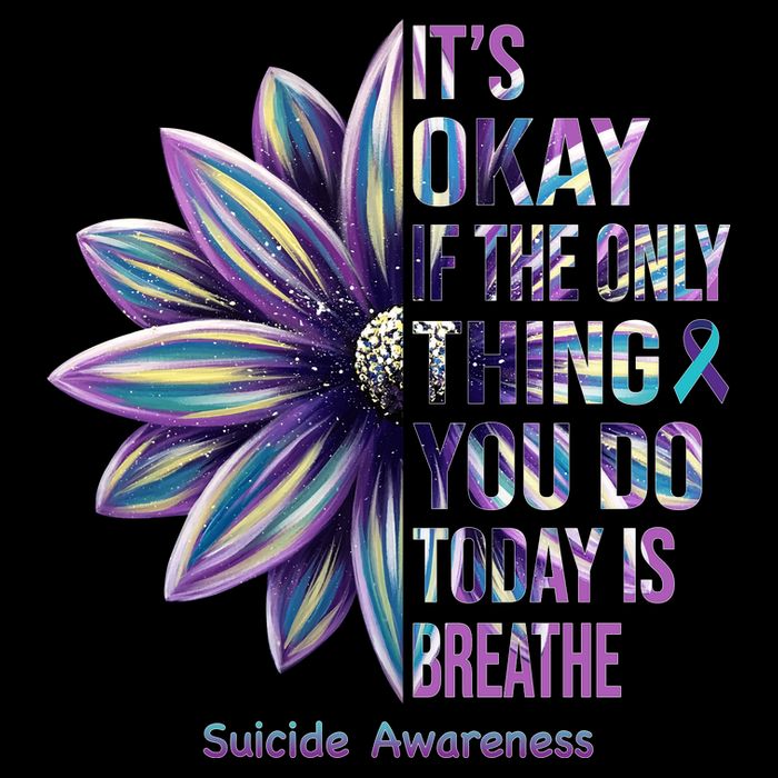 It's Okay If The Only Thing You Do Today Is Breathe Suicide Awareness 7-Panel Snapback Hat