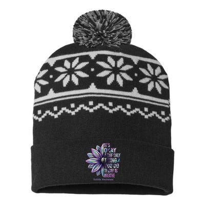 It's Okay If The Only Thing You Do Today Is Breathe Suicide Awareness USA-Made Snowflake Beanie