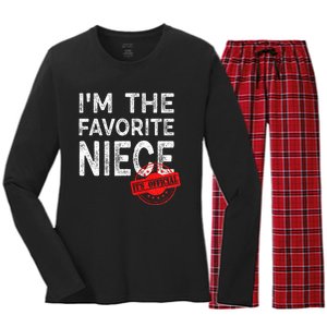 It's O.fficial I'm The Favorite Niece Funny Niece Women's Long Sleeve Flannel Pajama Set 