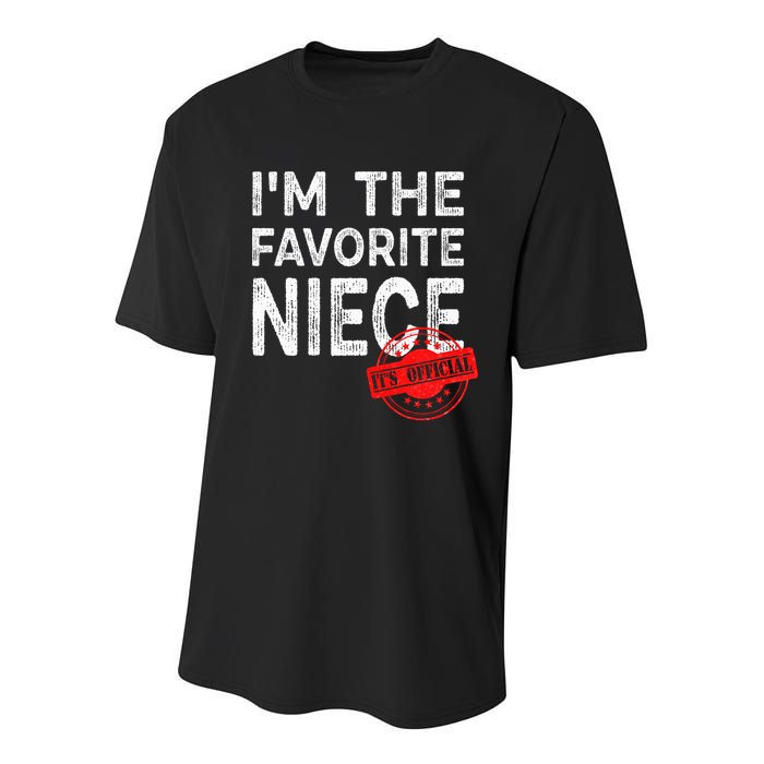 It's O.fficial I'm The Favorite Niece Funny Niece Youth Performance Sprint T-Shirt