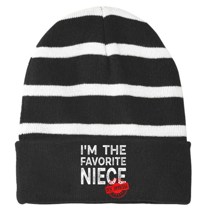 It's O.fficial I'm The Favorite Niece Funny Niece Striped Beanie with Solid Band