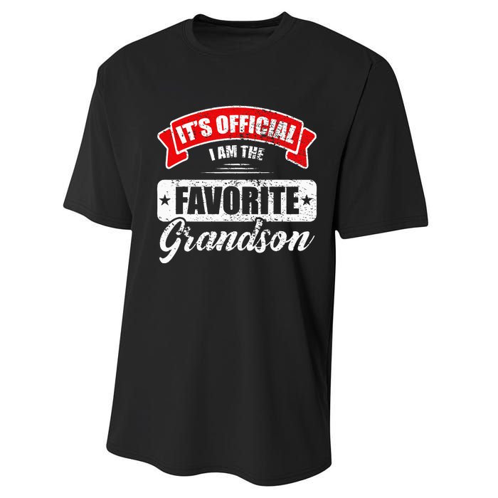 It's O.fficial I'm The Favorite Grandson Funny Sayings Performance Sprint T-Shirt