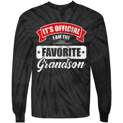 It's O.fficial I'm The Favorite Grandson Funny Sayings Tie-Dye Long Sleeve Shirt