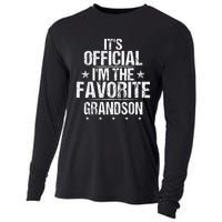 It's O.fficial I'm The Favorite Grandson Funny Sayings Retro Cooling Performance Long Sleeve Crew