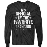 It's O.fficial I'm The Favorite Grandson Funny Sayings Retro Tie-Dye Long Sleeve Shirt