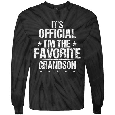 It's O.fficial I'm The Favorite Grandson Funny Sayings Retro Tie-Dye Long Sleeve Shirt