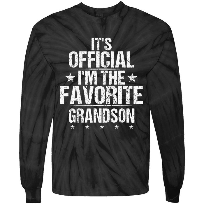 It's O.fficial I'm The Favorite Grandson Funny Sayings Retro Tie-Dye Long Sleeve Shirt