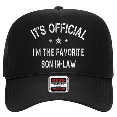 It's Official I'm The Favorite Son In Law Funny Vintage High Crown Mesh Back Trucker Hat