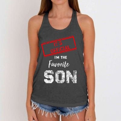 It's Official I'm The Favorite Son Women's Knotted Racerback Tank