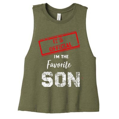 It's Official I'm The Favorite Son Women's Racerback Cropped Tank