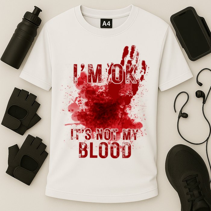 Im Ok Its Not My Blood Funny Halloween Zombie Cooling Performance Crew T-Shirt