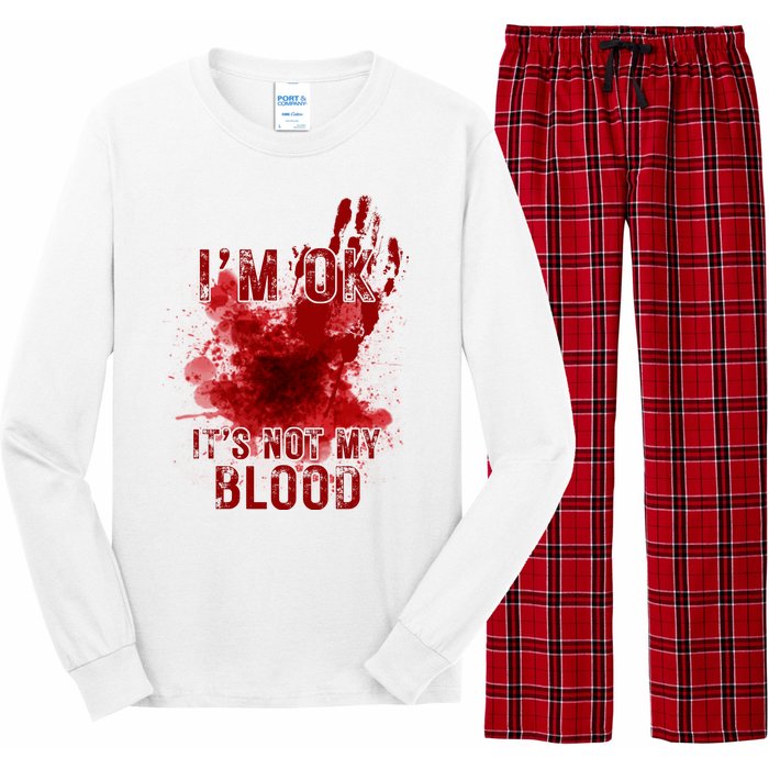 Im Ok Its Not My Blood Funny Halloween Zombie Long Sleeve Pajama Set