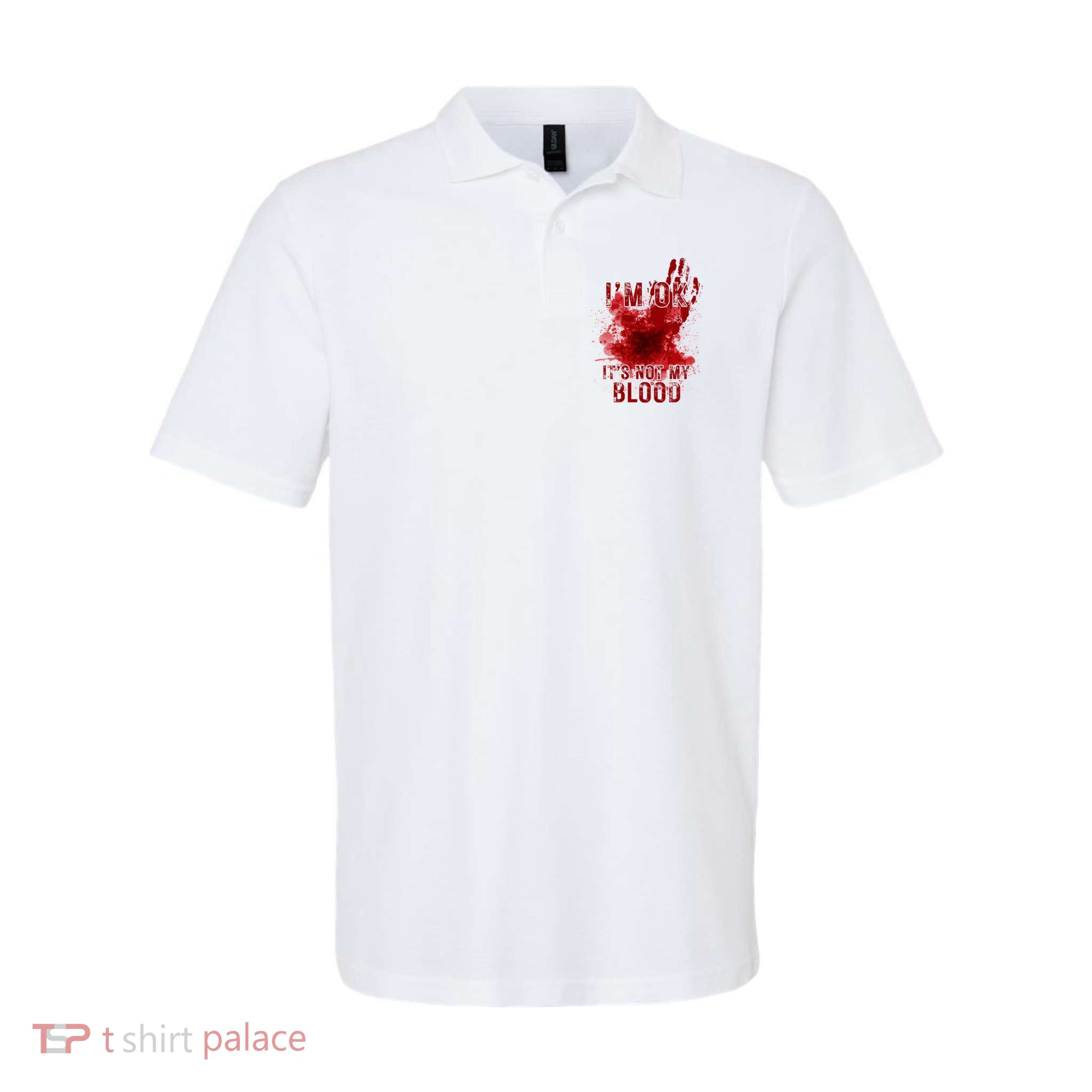 Im Ok Its Not My Blood Funny Halloween Zombie Softstyle Adult Sport Polo