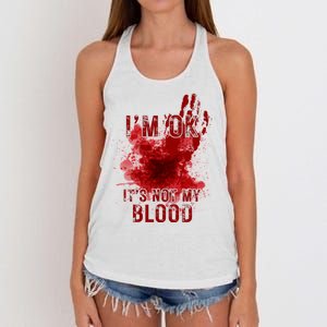 Im Ok Its Not My Blood Funny Halloween Zombie Women's Knotted Racerback Tank