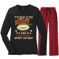 It's Okay If You Don't Like Rugby  Rugby Player Coach Women's Long Sleeve Flannel Pajama Set 