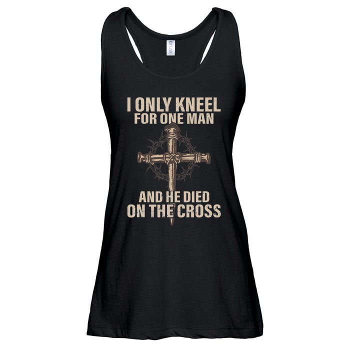 I only kneel for one man an he died on the cross Jesus Ladies Essential Flowy Tank