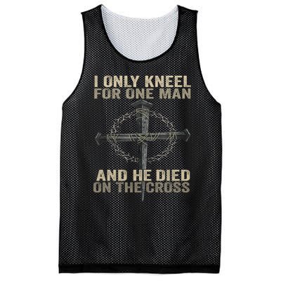 I Only Kneel For One Man And He Dies On The Cross Jesus Fun Mesh Reversible Basketball Jersey Tank