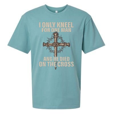 I Only Kneel For One Man An He Died On The Cross Jesus Sueded Cloud Jersey T-Shirt