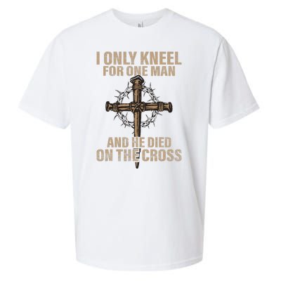 I Only Kneel For One Man An He Died On The Cross Jesus Sueded Cloud Jersey T-Shirt