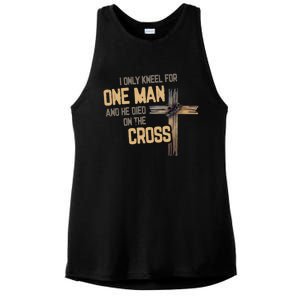 I Only Kneel For One And He Died On The Cross Christian Gift Ladies PosiCharge Tri-Blend Wicking Tank