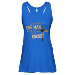 I Only Kneel For One And He Died On The Cross Christian Gift Ladies Essential Flowy Tank