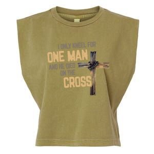 I Only Kneel For One And He Died On The Cross Christian Gift Garment-Dyed Women's Muscle Tee