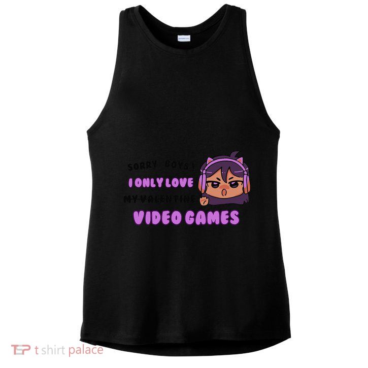 I Only Love Video Games Headphones Cat Ears Ladies PosiCharge Tri-Blend Wicking Tank