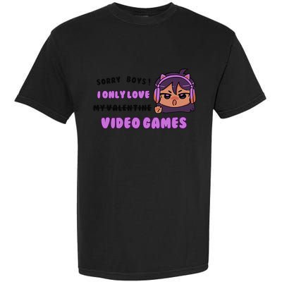 I Only Love Video Games Headphones Cat Ears Garment-Dyed Heavyweight T-Shirt