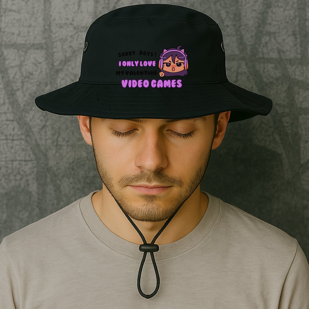 I Only Love Video Games Headphones Cat Ears Bucket Hat