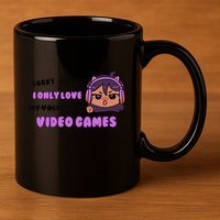 I Only Love Video Games Headphones Cat Ears 11oz C Handle Ceramic Mug