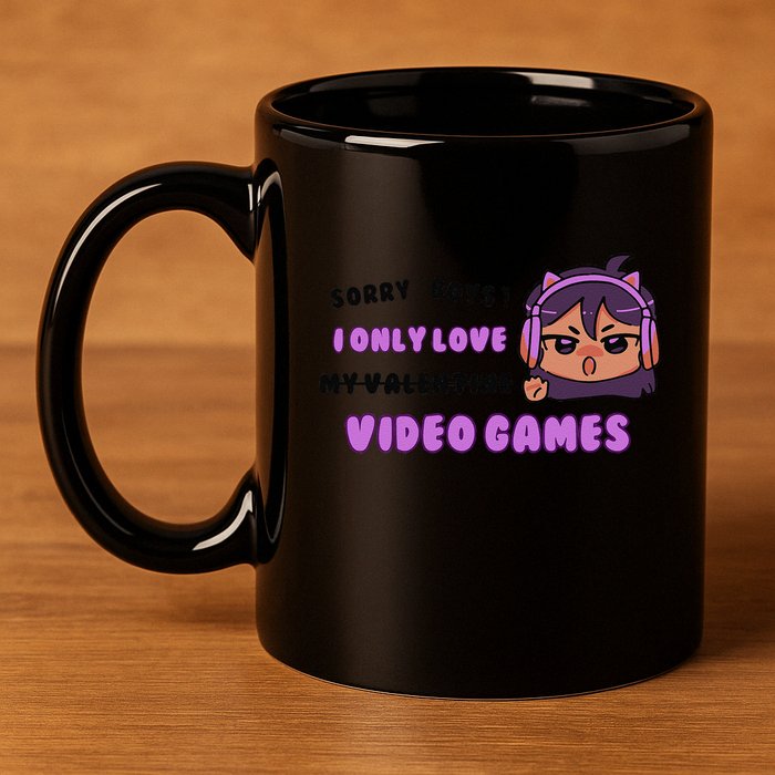 I Only Love Video Games Headphones Cat Ears 11oz C Handle Ceramic Mug