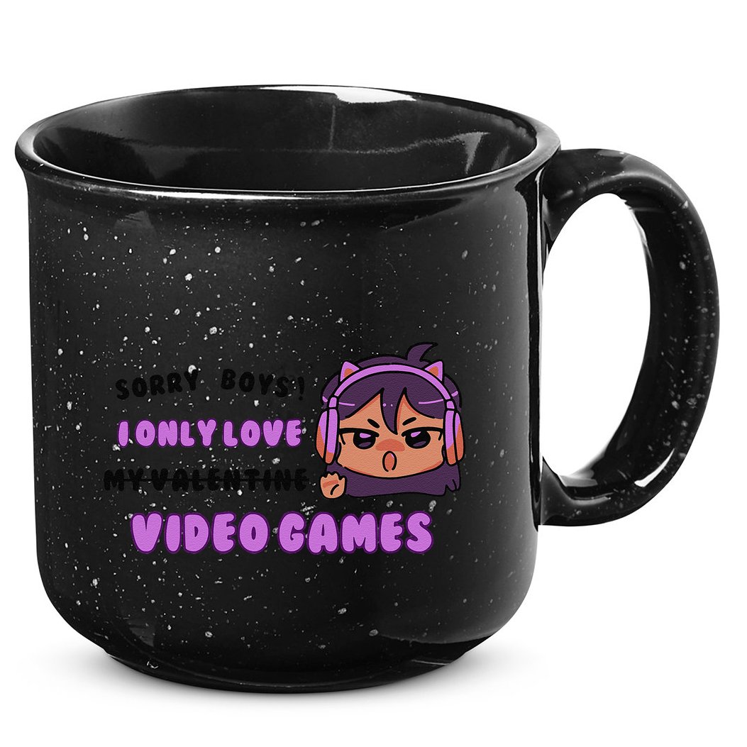 I Only Love Video Games Headphones Cat Ears 15oz Campfire Ceramic Mug