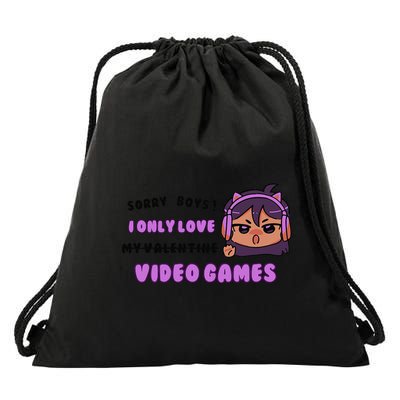 I Only Love Video Games Headphones Cat Ears Drawstring Bag