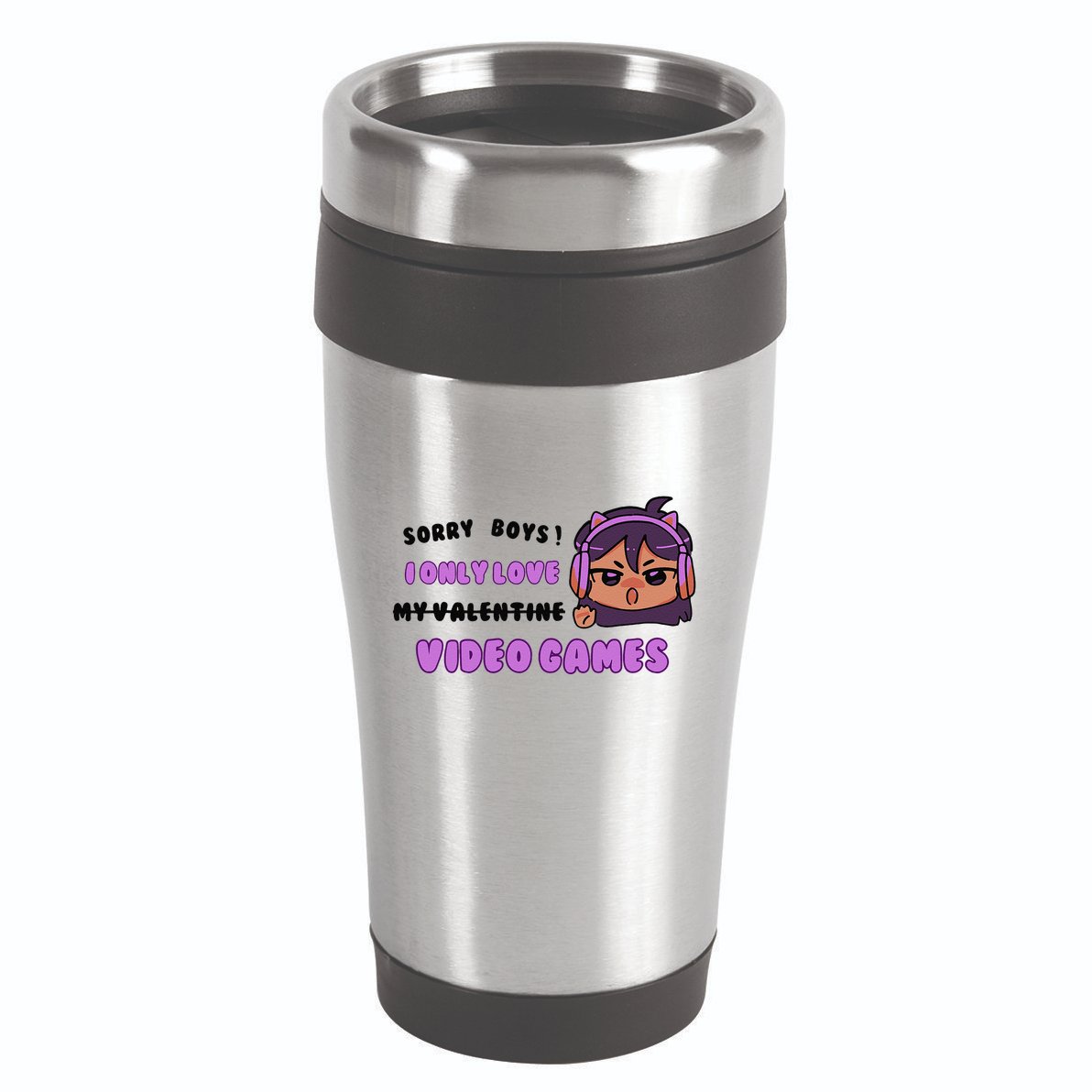 I Only Love Video Games Headphones Cat Ears 16oz Travel Tumbler